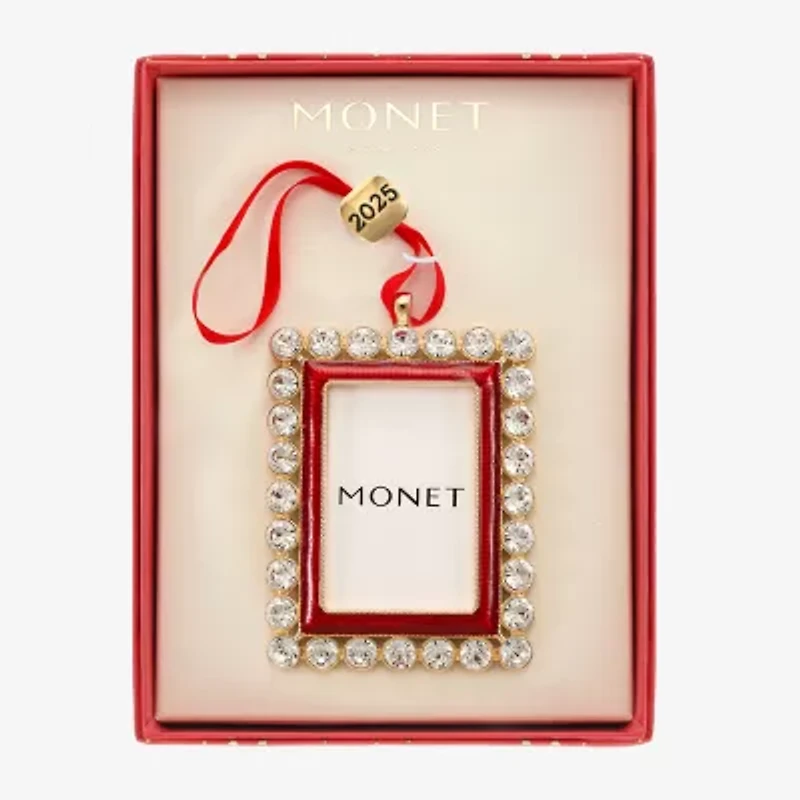 Monet Jewelry Gold Tone & Red Frame Christmas Ornament