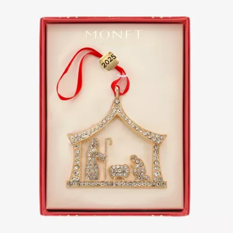 Monet Jewelry Gold Tone Nativity Scene Christmas Ornament