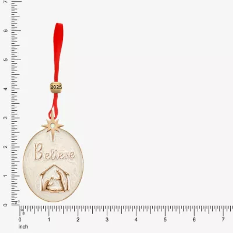Monet Jewelry Gold Tone Believe Nativity Scene Christmas Ornament
