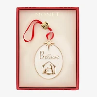 Monet Jewelry Gold Tone Believe Nativity Scene Christmas Ornament