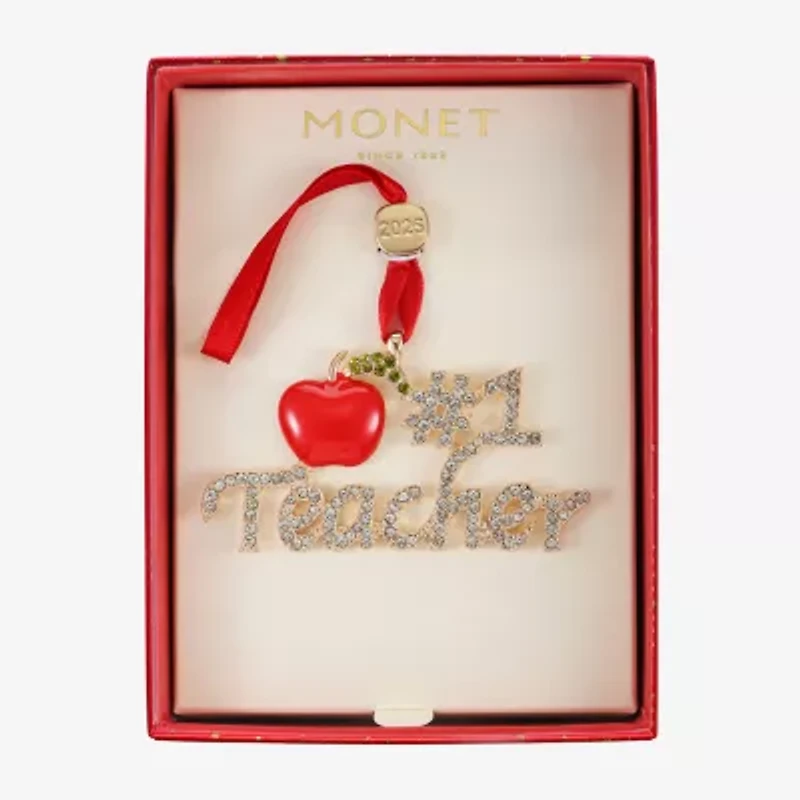 Monet Jewelry Gold Tone Teacher Red Apple Christmas Ornament