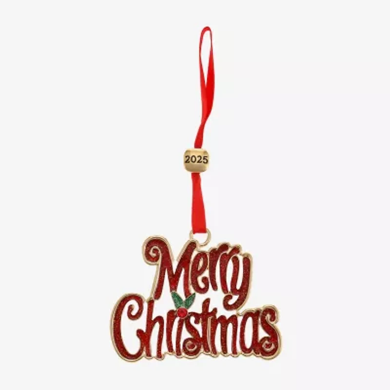 Monet Jewelry Gold Tone &Red Merry Christmas Christmas Ornament