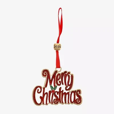 Monet Jewelry Gold Tone &Red Merry Christmas Christmas Ornament