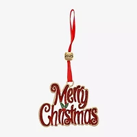 Monet Jewelry Gold Tone &Red Merry Christmas Christmas Ornament