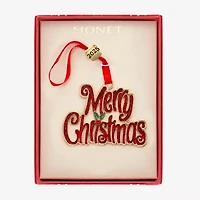 Monet Jewelry Gold Tone &Red Merry Christmas Christmas Ornament