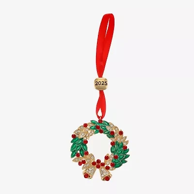 Monet Jewelry Gold Tone Wreath Christmas Ornament