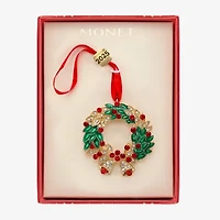 Monet Jewelry Gold Tone Wreath Christmas Ornament