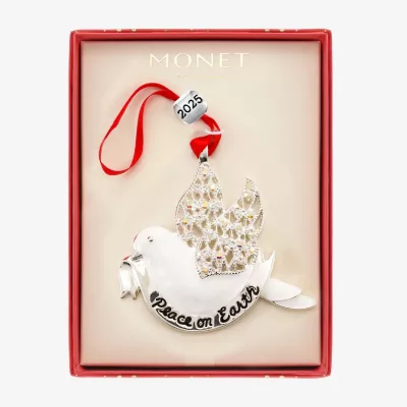 Monet Jewelry Silver Tone White Dove Peace On Earth Christmas Ornament