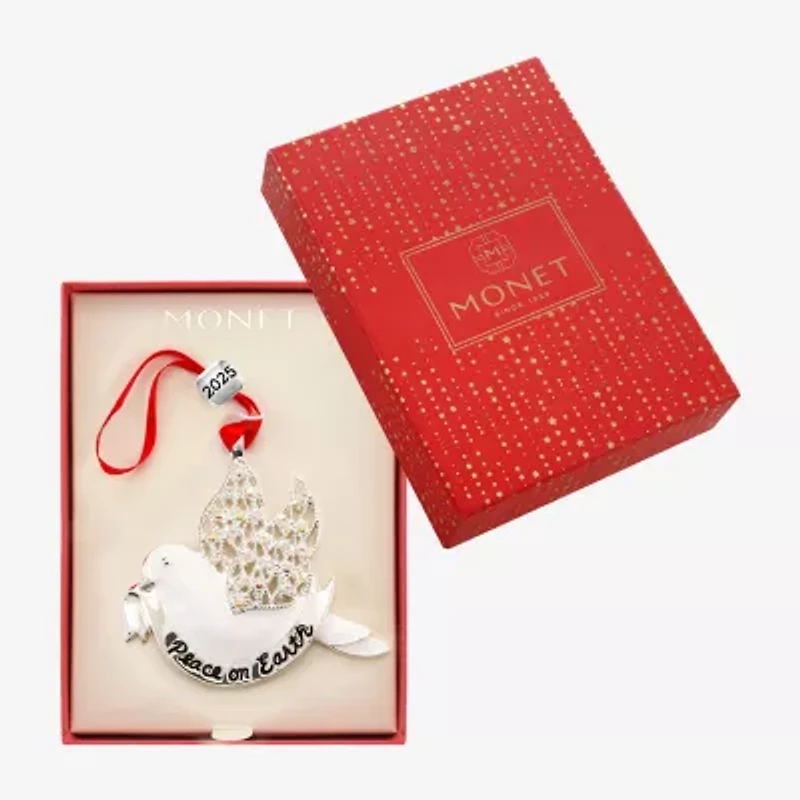 Monet Jewelry Silver Tone White Dove Peace On Earth Christmas Ornament