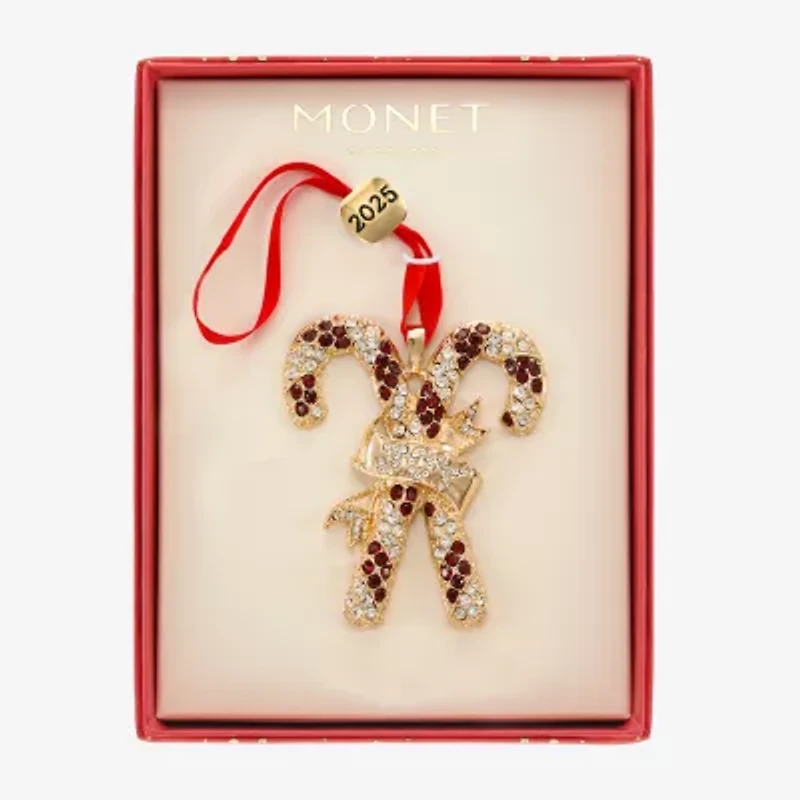 Monet Jewelry Gold Tone Candy Cane Christmas Ornament