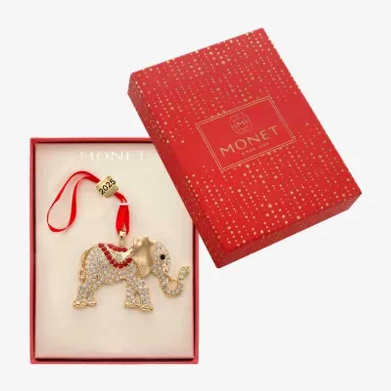Monet Jewelry Gold Tone Elephant Christmas Ornament