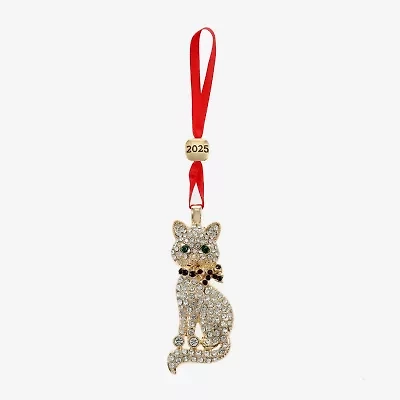 Monet Jewelry Gold Tone Cat Christmas Ornament