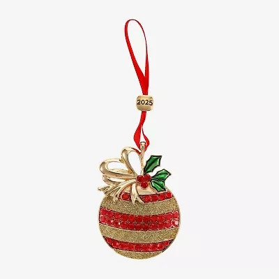 Monet Jewelry Gold Tone Holly Christmas Ornament