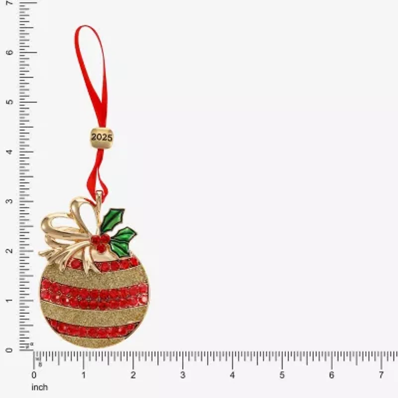 Monet Jewelry Gold Tone Holly Christmas Ornament
