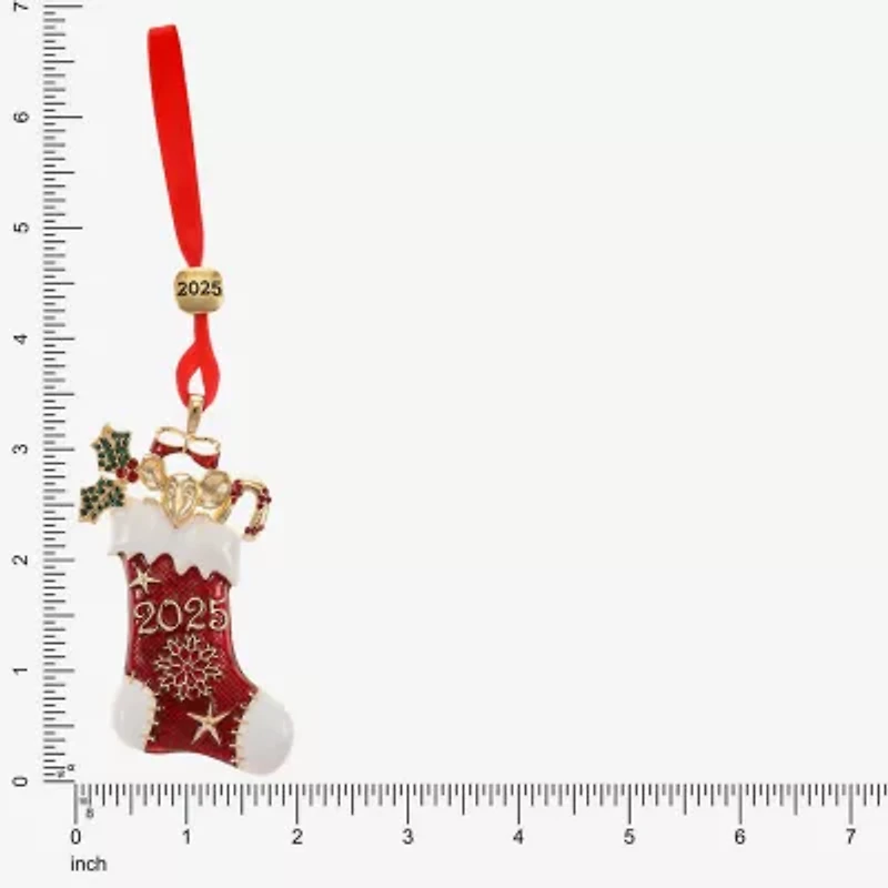 Monet Jewelry Gold Tone Red Stocking Christmas Ornament