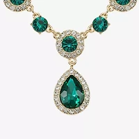 Monet Jewelry Gold Tone Y Necklace & Drop Earring Womens Glass Round 2-pc. Set