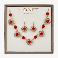 Monet Jewelry Gold Tone Collar Frontal Necklace & Drop Earring Womens Glass Cushion 2-pc. Jewelry Set