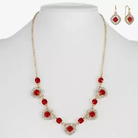 Monet Jewelry Gold Tone Collar Frontal Necklace & Drop Earring Womens Glass Cushion 2-pc. Jewelry Set