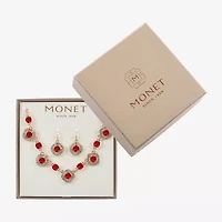 Monet Jewelry Gold Tone Collar Frontal Necklace & Drop Earring Womens Glass Cushion 2-pc. Jewelry Set