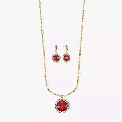 Monet Jewelry Pendant Necklace & Drop Earring Womens Glass Cushion 2-pc. Set
