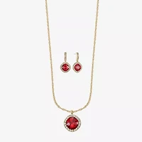 Monet Jewelry Pendant Necklace & Drop Earring Womens Glass Cushion 2-pc. Set