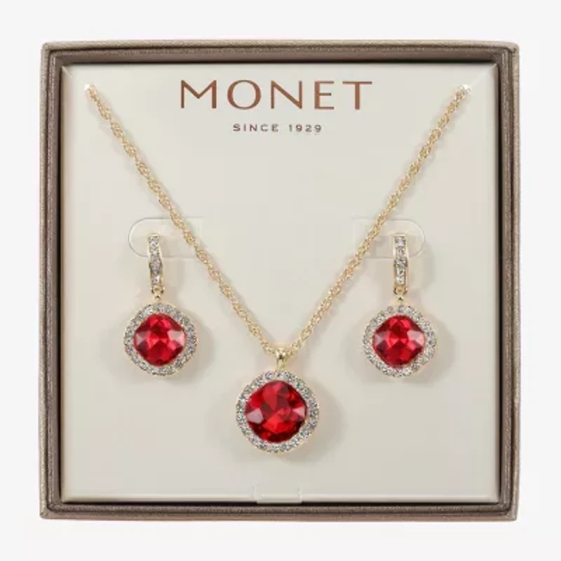 Monet Jewelry Pendant Necklace & Drop Earring Womens Glass Cushion 2-pc. Set