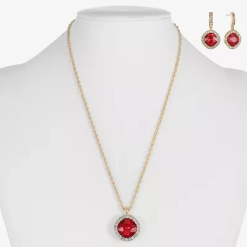Monet Jewelry Pendant Necklace & Drop Earring Womens Glass Cushion 2-pc. Set