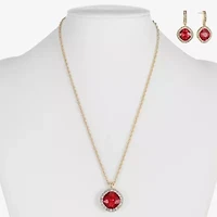 Monet Jewelry Pendant Necklace & Drop Earring Womens Glass Cushion 2-pc. Set