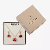 Monet Jewelry Pendant Necklace & Drop Earring Womens Glass Cushion 2-pc. Set