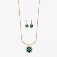 Monet Jewelry Pendant Necklace & Drop Earring Womens Glass Cushion 2-pc. Set