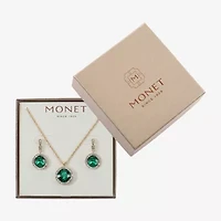 Monet Jewelry Pendant Necklace & Drop Earring Womens Glass Cushion 2-pc. Set