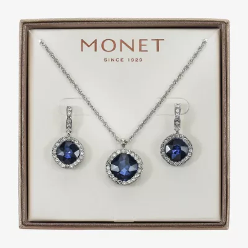 Monet Jewelry Pendant Necklace & Drop Earring Womens Glass Cushion 2-pc. Set