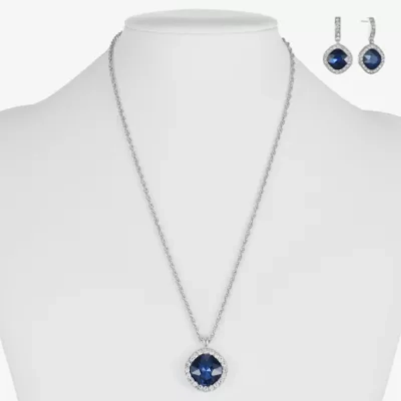 Monet Jewelry Pendant Necklace & Drop Earring Womens Glass Cushion 2-pc. Set