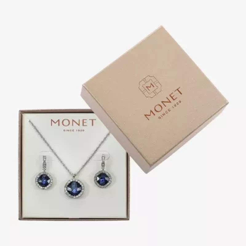 Monet Jewelry Pendant Necklace & Drop Earring Womens Glass Cushion 2-pc. Set