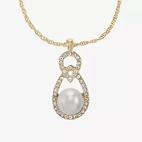 Monet Jewelry Gold Tone Pendant Necklace & Drop Earring Womens Glass Simulated Pearl 2-pc. Jewelry Set