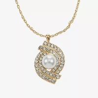 Monet Jewelry Gold Tone Pendant Twist Necklace & Stud Earring Womens Glass Simulated Pearl 2-pc. Jewelry Set