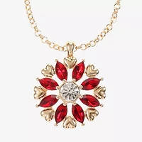 Monet Jewelry Gold Tone Pendant Necklace & Drop Earring Womens Red Glass Flower Round 2-pc. Jewelry Set