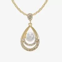 Monet Jewelry Gold Tone Pendant Necklace & Drop Earring Womens Glass Simulated Pearl 2-pc. Jewelry Set