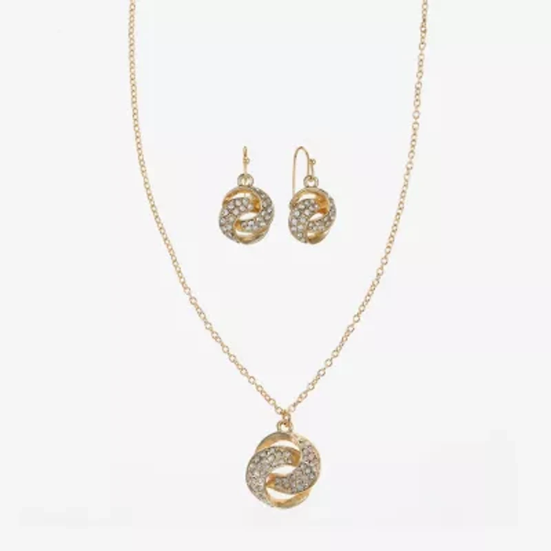 Monet Jewelry Gold Tone Pendant Necklace & Drop Earring Womens Glass Round 2-pc. Jewelry Set