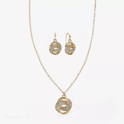 Monet Jewelry Gold Tone Pendant Necklace & Drop Earring Womens Glass Round 2-pc. Jewelry Set