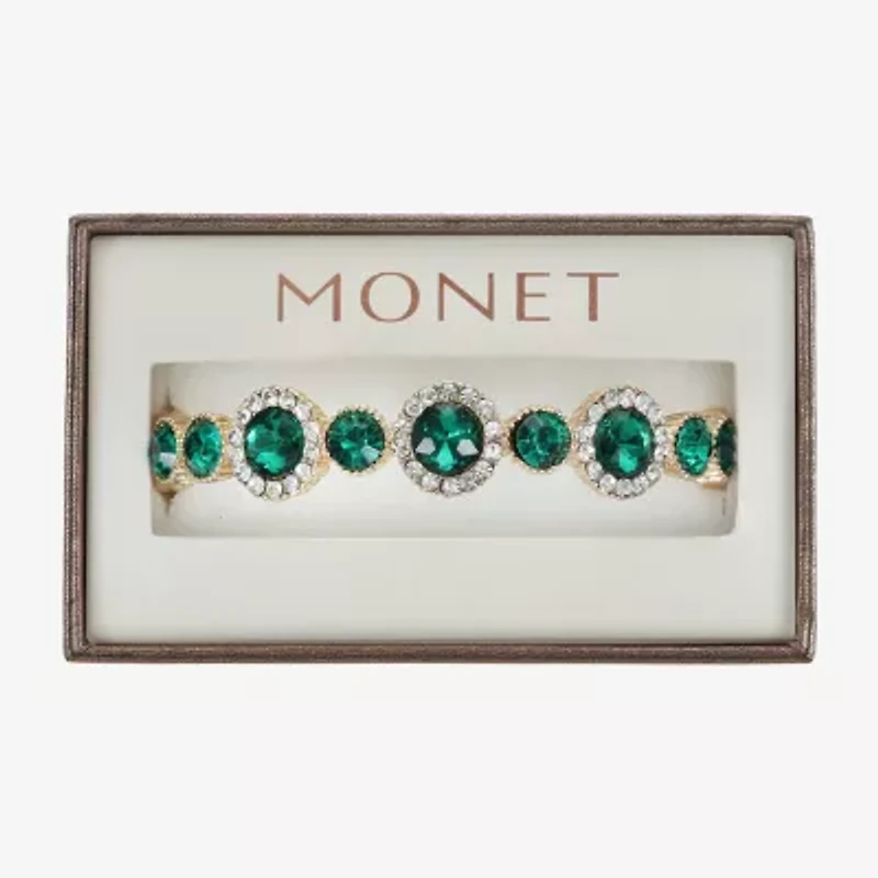 Monet Jewelry Halo Stretch Womens Glass Round Bangle Bracelet