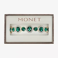 Monet Jewelry Halo Stretch Womens Glass Round Bangle Bracelet