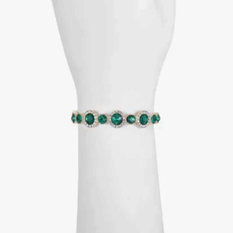 Monet Jewelry Halo Stretch Womens Glass Round Bangle Bracelet
