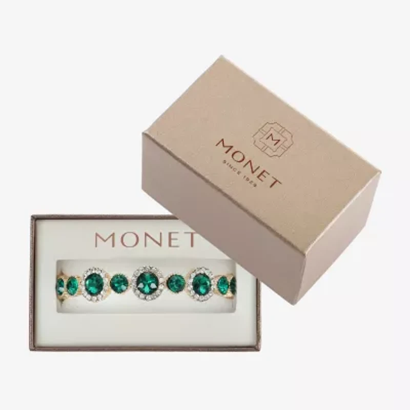Monet Jewelry Halo Stretch Womens Glass Round Bangle Bracelet
