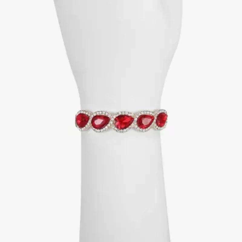 Monet Jewelry Gold Tone Halo Stretch Womens Glass Bangle Bracelet