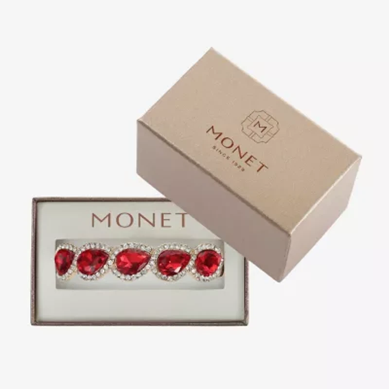 Monet Jewelry Gold Tone Halo Stretch Womens Glass Bangle Bracelet