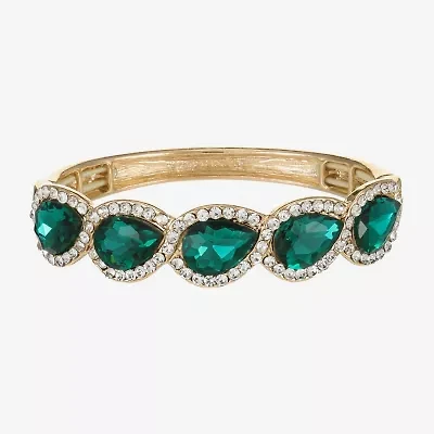 Monet Jewelry Gold Tone Halo Stretch Womens Glass Bangle Bracelet