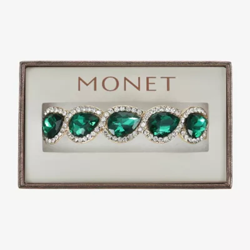 Monet Jewelry Gold Tone Halo Stretch Womens Glass Bangle Bracelet