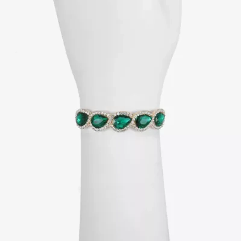 Monet Jewelry Gold Tone Halo Stretch Womens Glass Bangle Bracelet