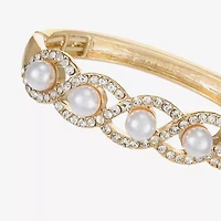 Monet Jewelry Gold Tone Twist Womens Glass Simulated Pearl Stretch Bracelet